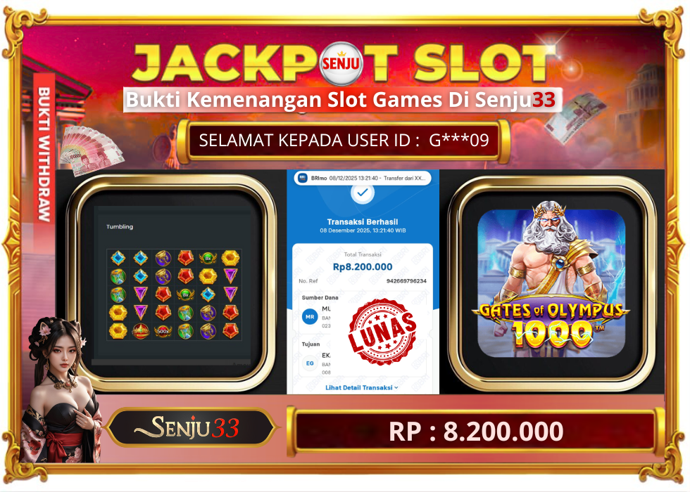 🎰 SENJU33 JACKPOT SLOT Rp. 8.200.000 LUNAS 🎉