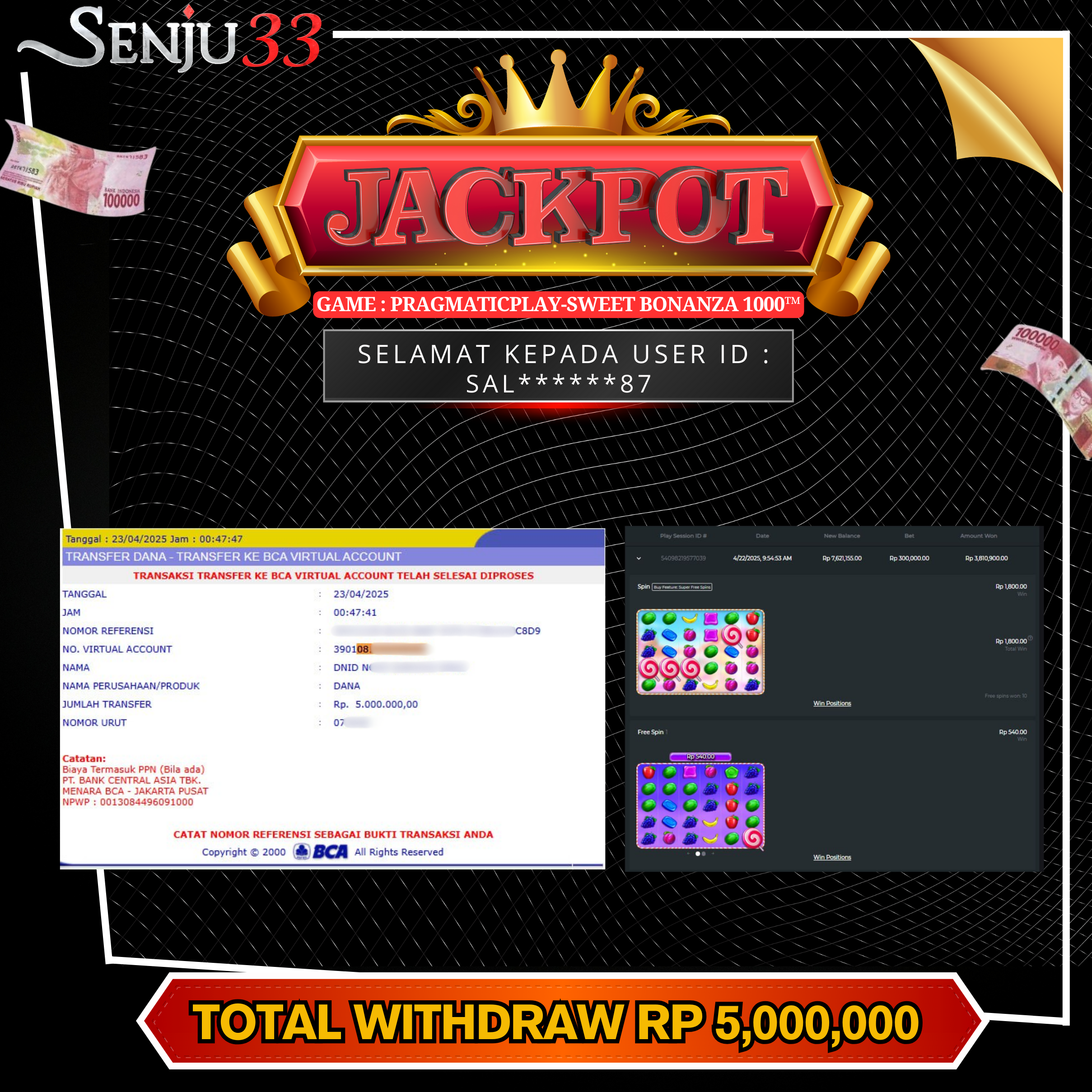 🎰 SENJU33 JACKPOT SLOT Rp. 5.000.000 LUNAS 🎉