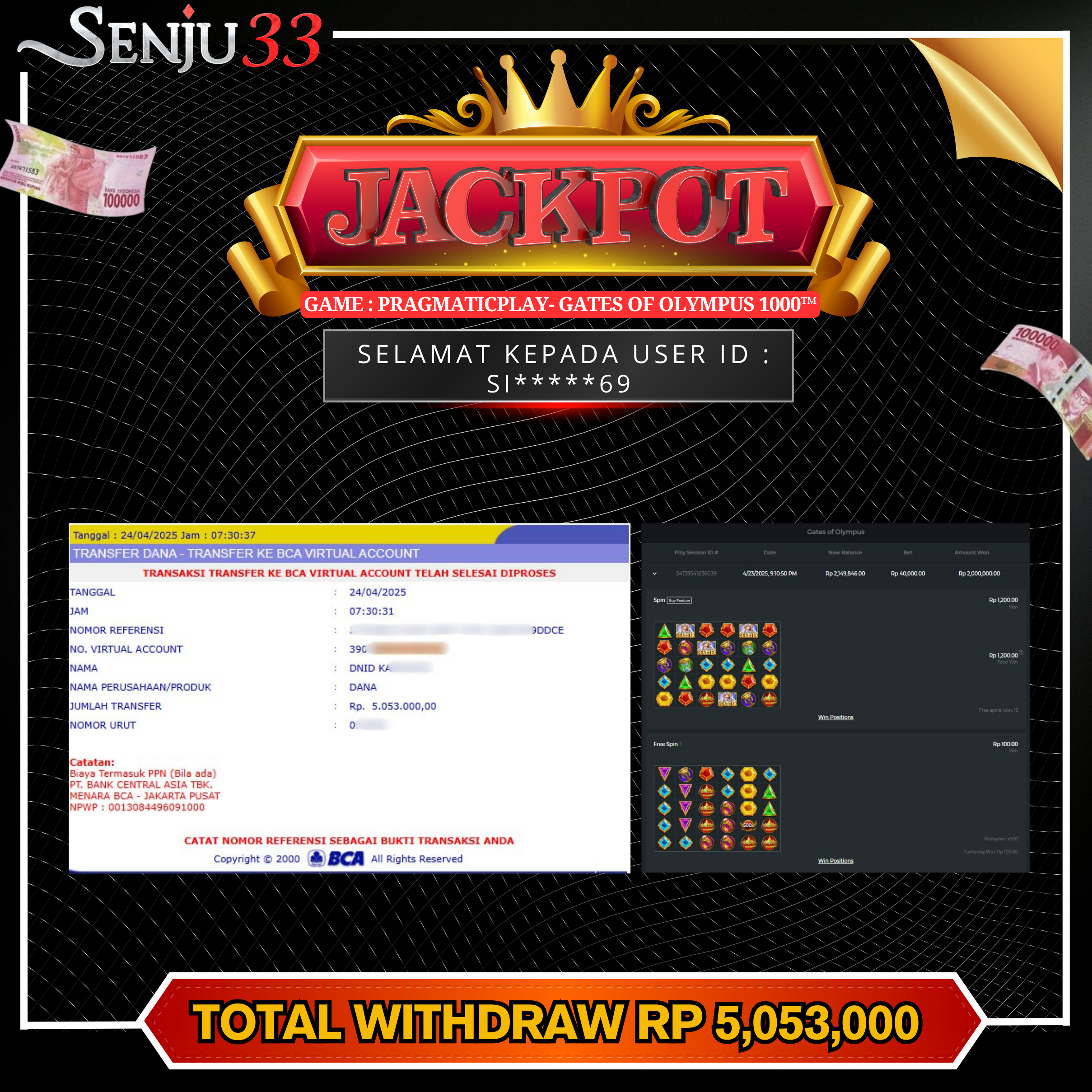 🎰 SENJU33 JACKPOT SLOT Rp. 5.053.000 LUNAS 🎉