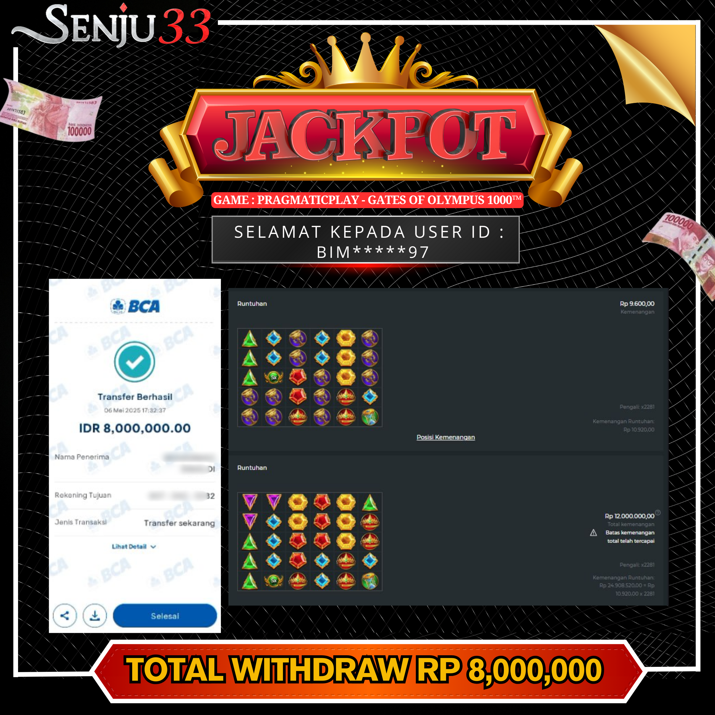 🎰 SENJU33 JACKPOT SLOT Rp. 8.000.000 LUNAS 🎉