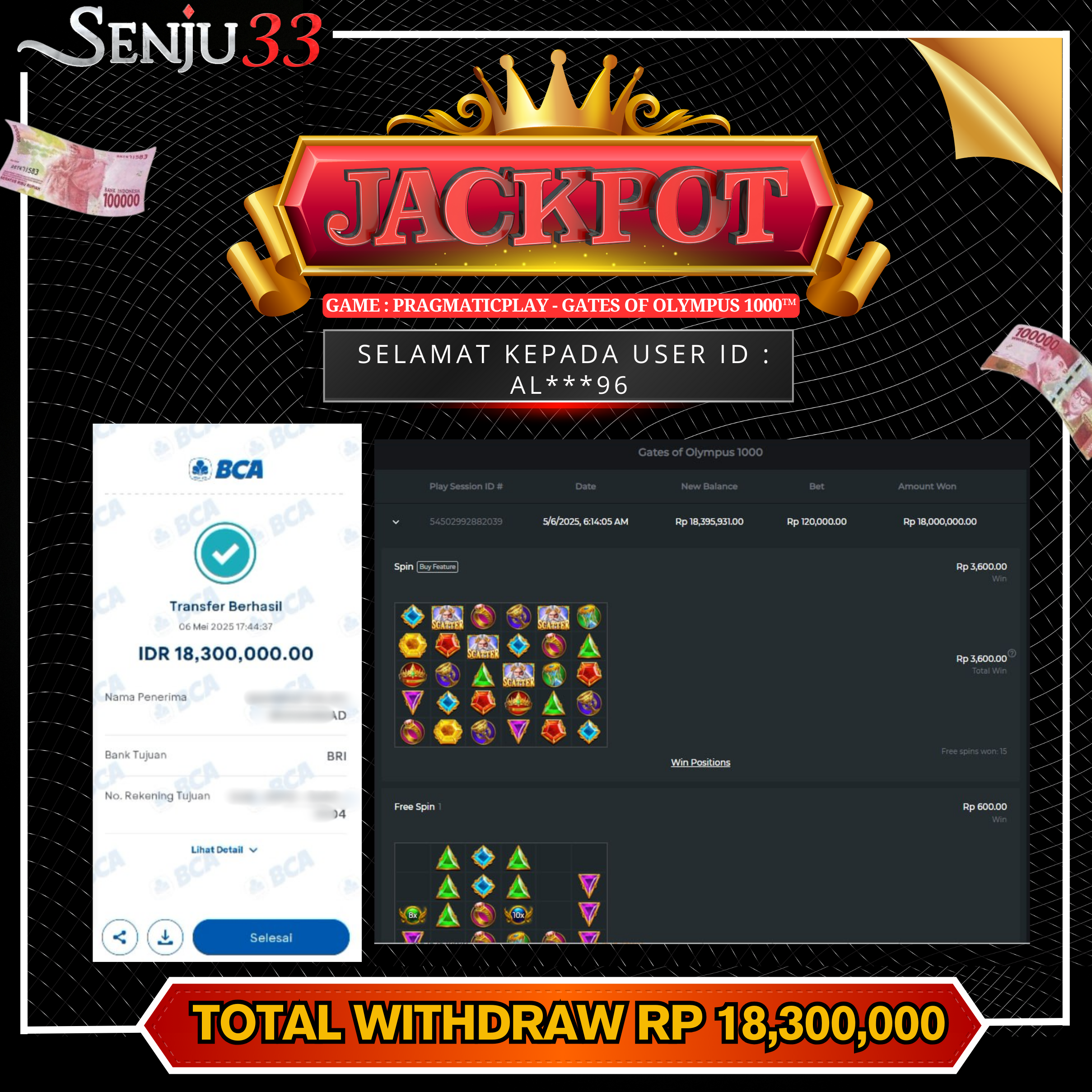 🎰 SENJU33 JACKPOT SLOT Rp. 18.300.000 LUNAS 🎉