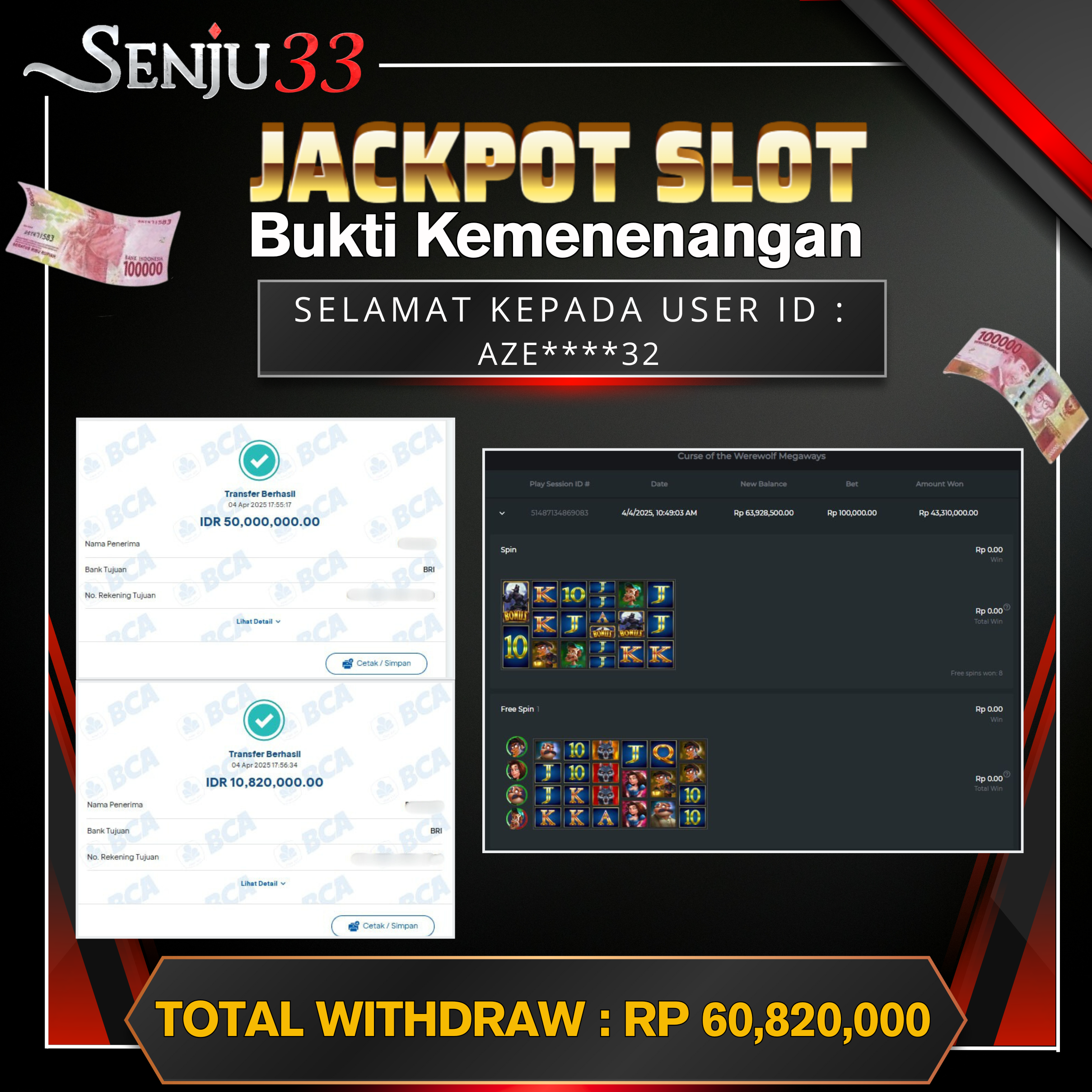 🎰 SENJU33 JACKPOT SLOT Rp. 60.820.000 LUNAS 🎉