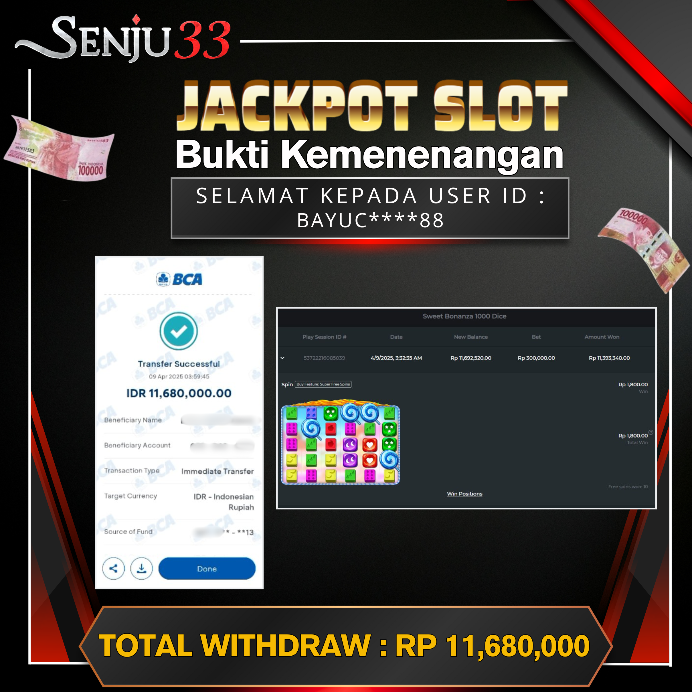🎰 SENJU33 JACKPOT SLOT Rp. 11.680.000 LUNAS 🎉