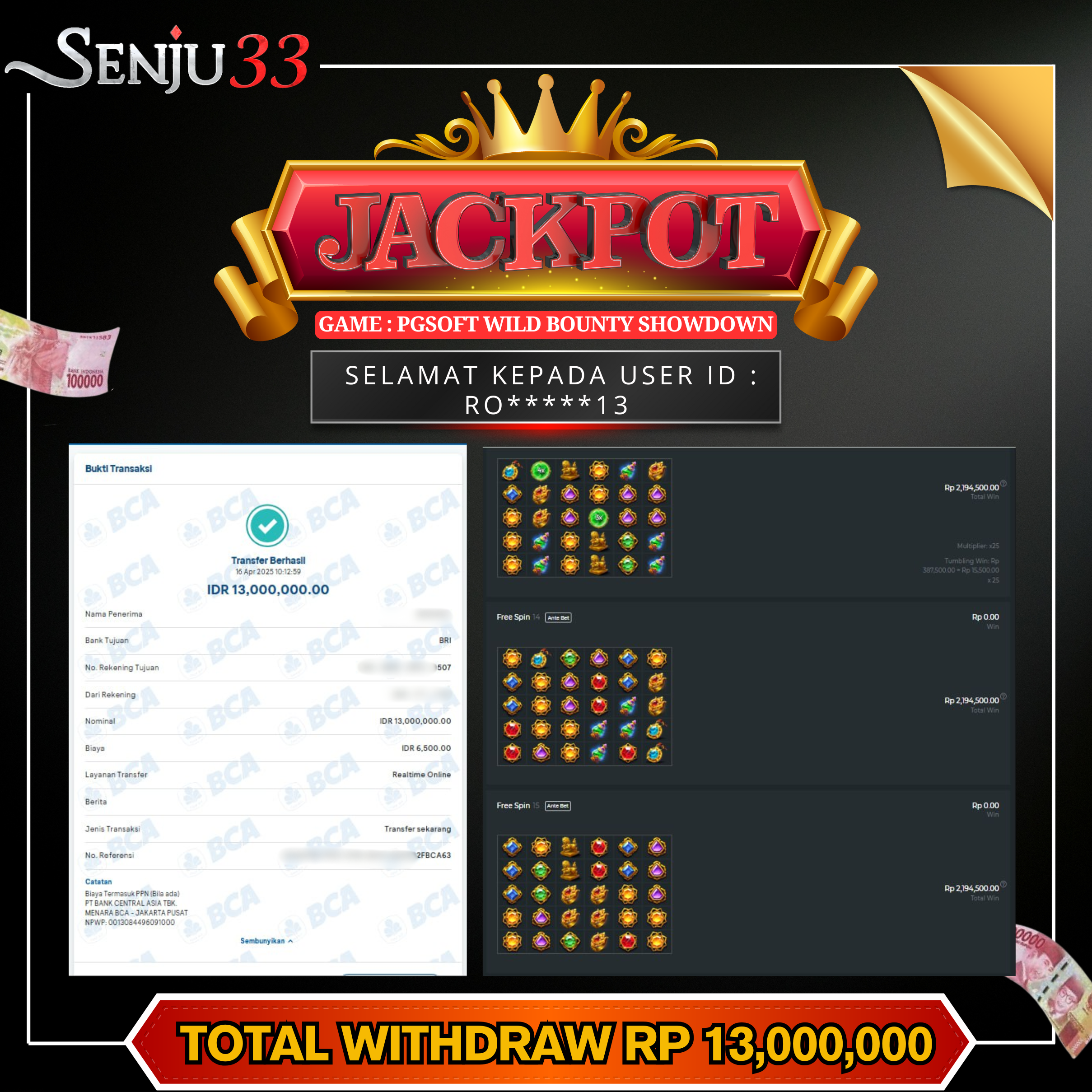 🎰 SENJU33 JACKPOT SLOT Rp. 13.000.000 LUNAS 🎉