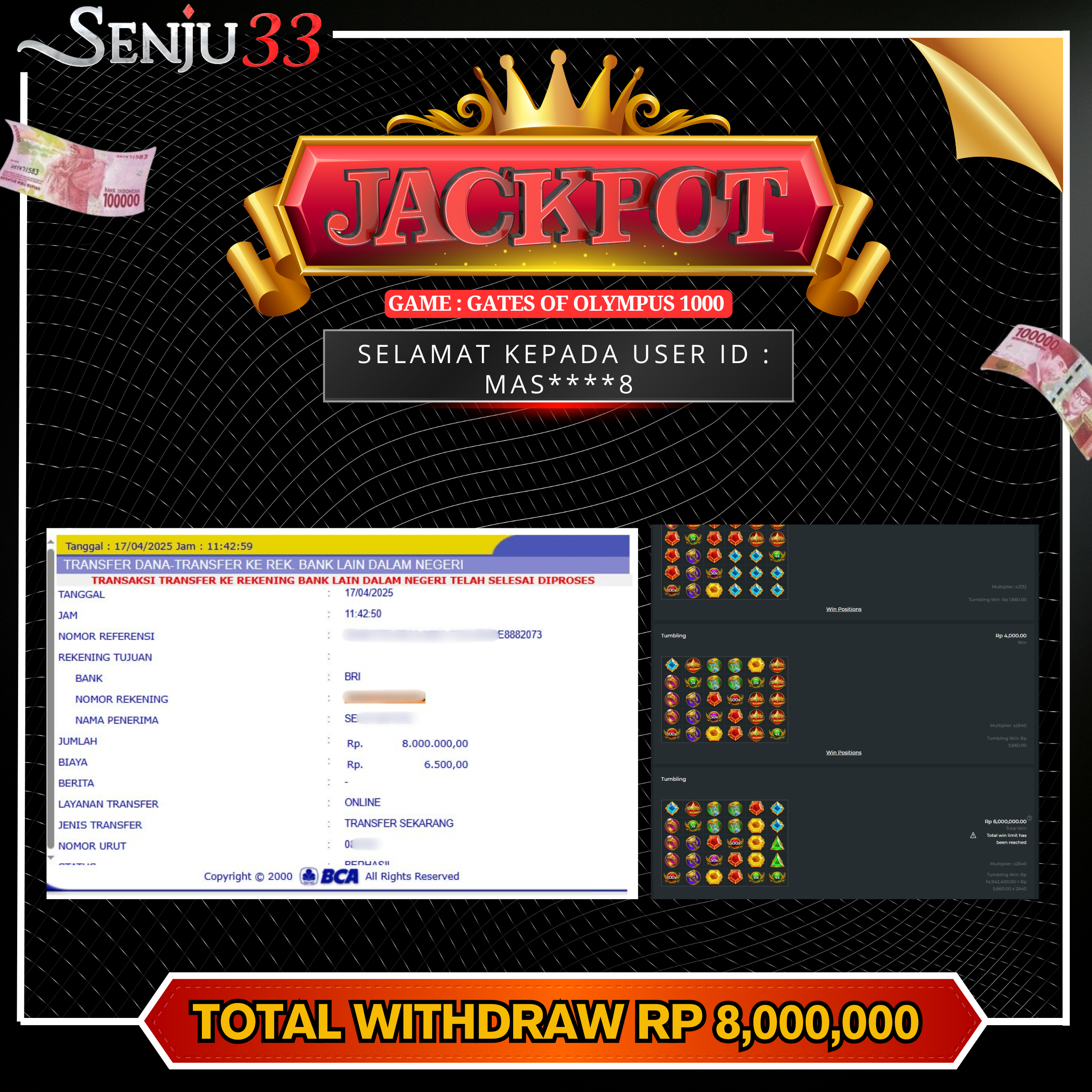 🎰 SENJU33 JACKPOT SLOT Rp. 8.000.000 LUNAS 🎉