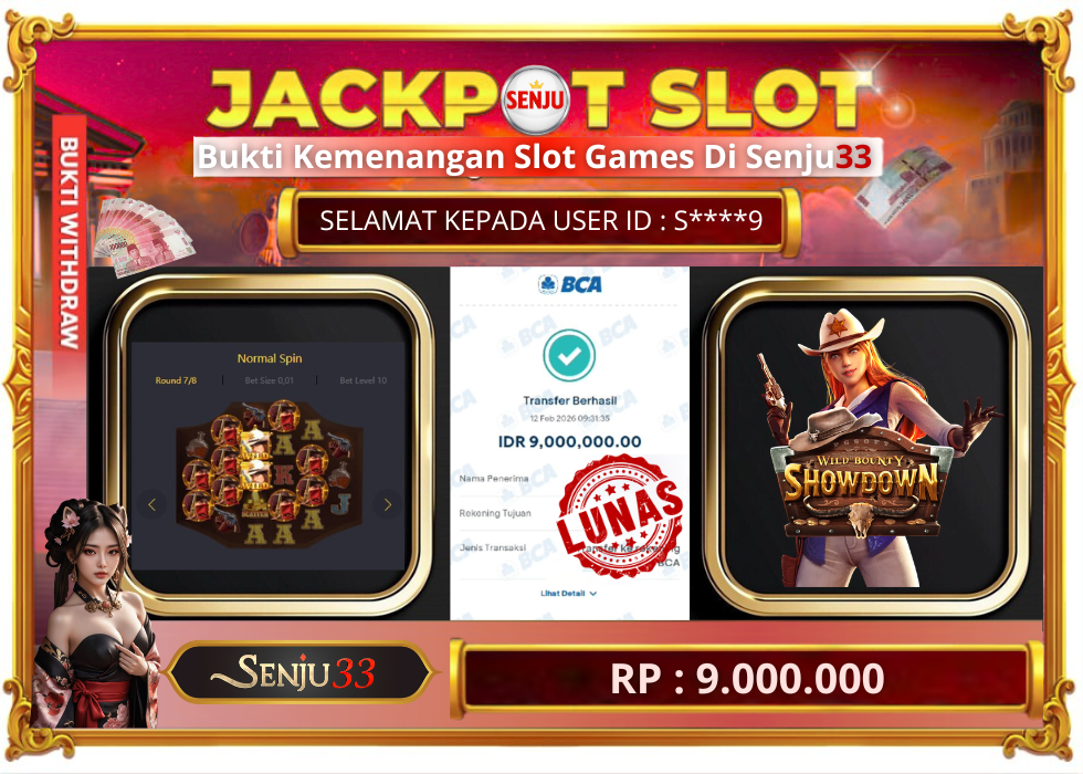🎰 SENJU33 JACKPOT SLOT Rp. 9.000.000 LUNAS 🎉