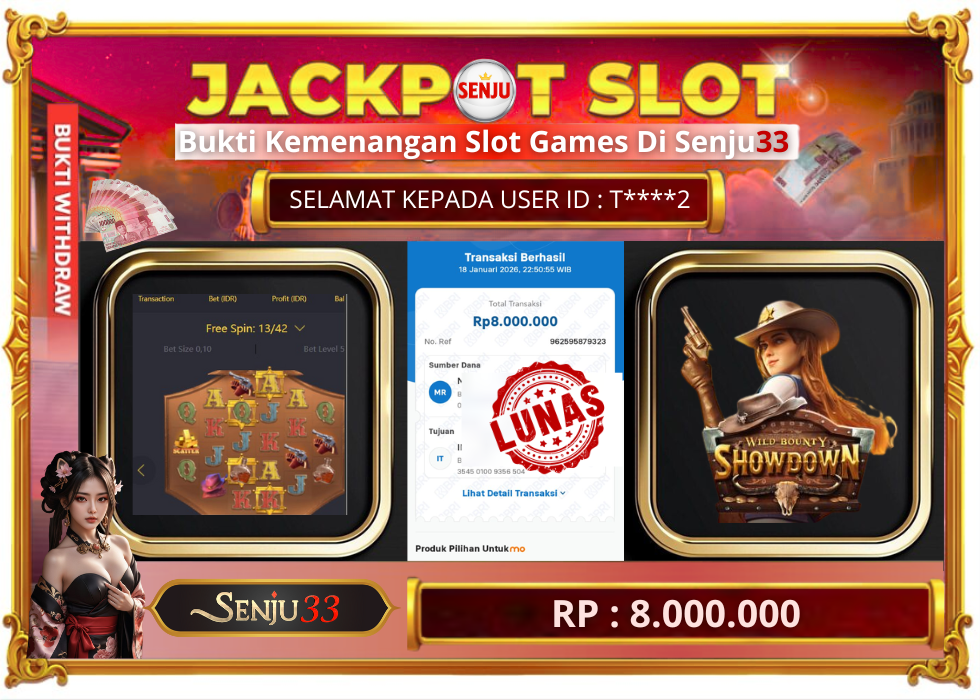 🎰 SENJU33 JACKPOT SLOT Rp. 8.000.000 LUNAS 🎉